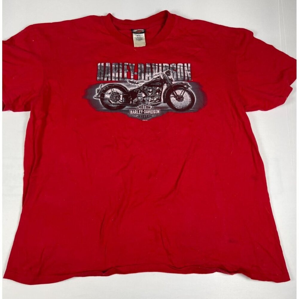 Harley-Davidson Men 2XL Red Adamec Cycle Sales Graphic Biker T-Shirt